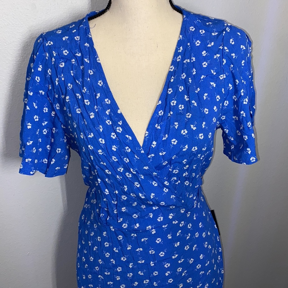 Lulu's | NWT Womens Blue & White Wrap Dress Size Large - Picture 3 of 10